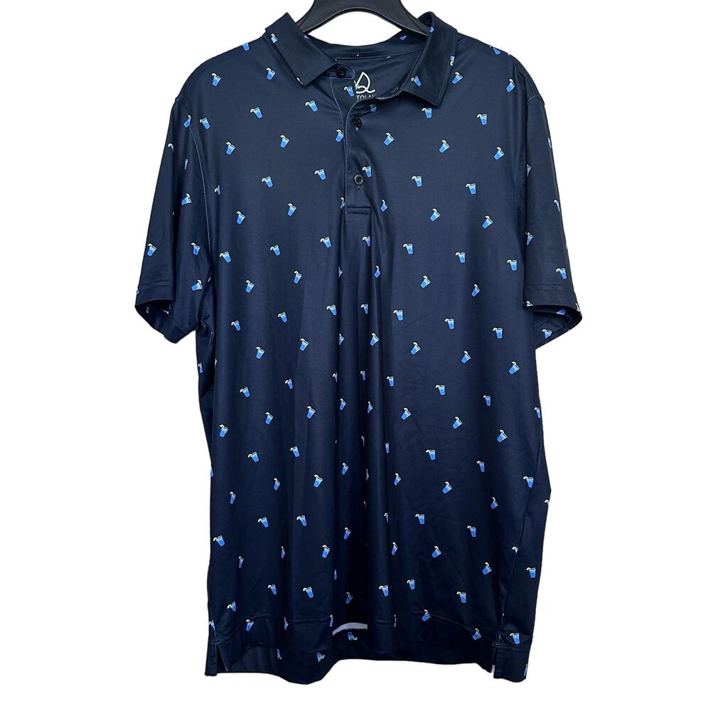 Deolax Men’s Sz L Polo Shirt Performance Moisture Wicking Cocktails